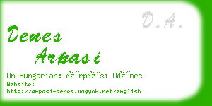 denes arpasi business card